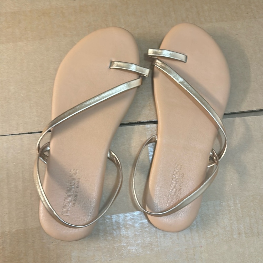 Tan and gold sandals